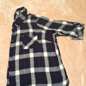 Plaid buttoned blouse ,plus size